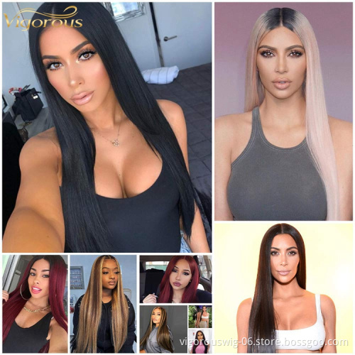 OEM & ODM Acceptable Japan Futura Wig Lace Front Brown Women Dark Root Blend High Quality Synthetic Long Straight Wigs
